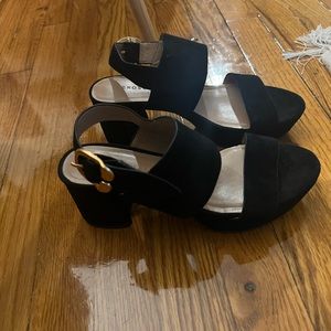 Aerosoles Camera Black Suede Platform Heels